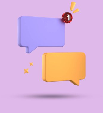 3 boyutlu konuşma balonu, 3 boyutlu pastel sohbet simgesi seti. 3d konuşma baloncuğu kümesi.