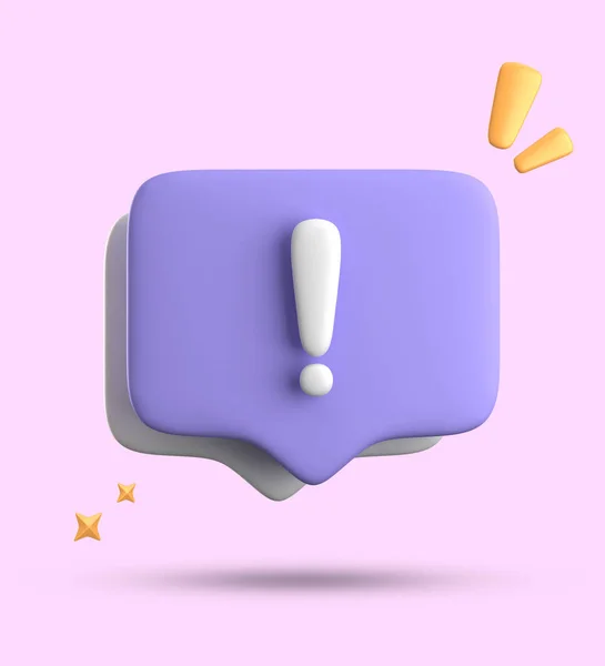 3d rendering of speech bubble, 3D pastel chat with exclamation mark icon set.