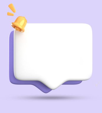 Tanıklık için boş konuşma baloncuğunun 3D görüntülenmesi, 3D pastel simge seti.