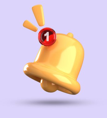 Üç boyutlu çan bildirimi, üç boyutlu pastel simge seti.