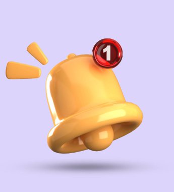 Üç boyutlu çan bildirimi, üç boyutlu pastel simge seti.