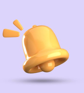 Üç boyutlu çan bildirimi, üç boyutlu pastel simge seti.