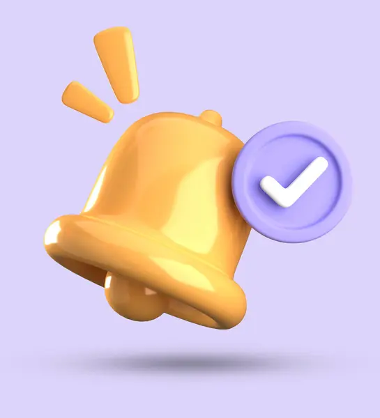 3d rendering of bell notification, 3D pastel icon set.