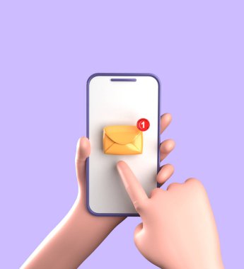 Akıllı telefonun elle 3D görüntülenmesi, süslemeli 3D pastel smaprtphone, simge seti.