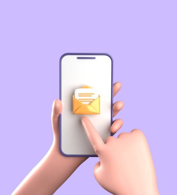 Akıllı telefonun elle 3D görüntülenmesi, süslemeli 3D pastel smaprtphone, simge seti.