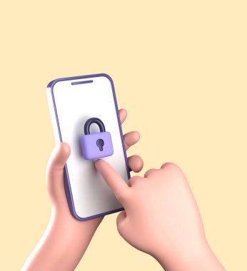 Akıllı telefonun elle 3D görüntülenmesi, süslemeli 3D pastel smaprtphone, simge seti.