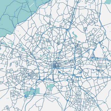 Güney Afrika 'daki Johannesburg haritası. Yol suyu, parklar vs. içeren katmanlı vektör içerir.