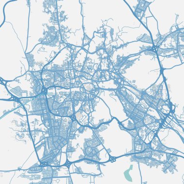 Suudi Arabistan 'daki Mekke haritası. Yol suyu, parklar vs. içeren katmanlı vektör içerir.