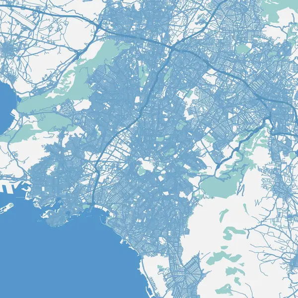 stock vector Map of Athens in Greece in blue. Contains layered vector with roads water, parks, etc.