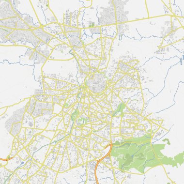 Kıbrıs 'ta Lefkoşe' nin yol haritası. Yol suyu, parklar vs. içeren katmanlı vektör içerir.