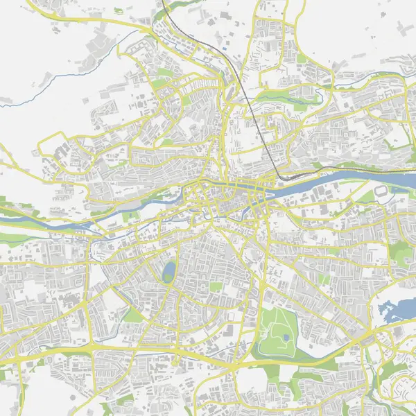 İrlanda 'daki Cork' un yol haritası. Yol suyu, parklar vs. içeren katmanlı vektör içerir.