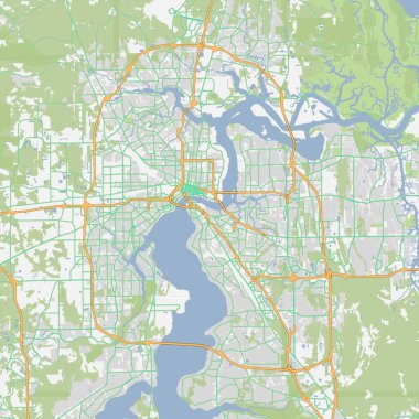 Florida 'daki Jacksonville' in yol haritası. Yol suyu, parklar vs. içeren katmanlı vektör içerir.