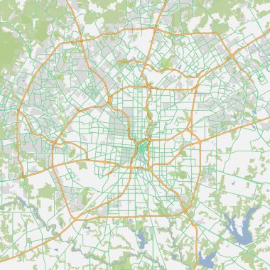 Teksas 'ta San Antonio' nun yol haritası. Yol suyu, parklar vs. içeren katmanlı vektör içerir.