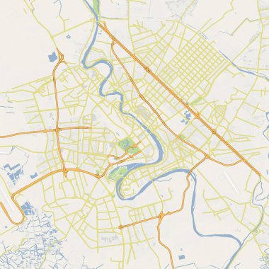 Irak 'ta Bağdat' ın yol haritası. Yol suyu, parklar vs. içeren katmanlı vektör içerir.