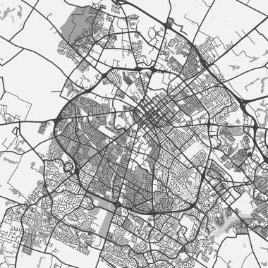 Kentucky 'deki Lexington haritası gri tonda. Yol suyu, parklar vs. içeren katmanlı vektör içerir.