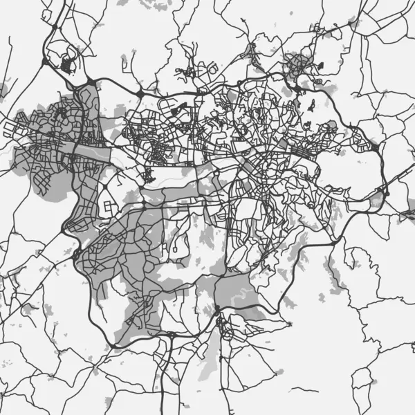 Türkiye 'deki Ankara haritası gri tonda. Yol suyu, parklar vs. içeren katmanlı vektör içerir.