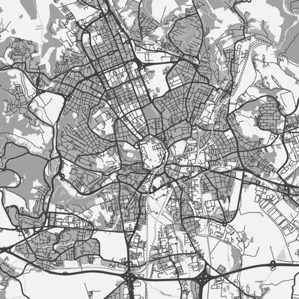 stock vector Map of Brno in Czech Republic in grayscale. Contains layered vector with roads water, parks, etc.