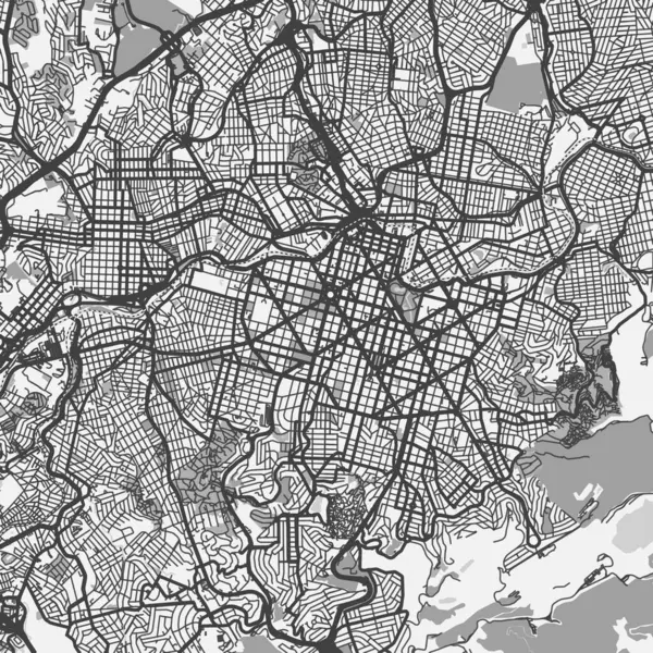 stock vector Map of Belo Horizonte in Brazil in grayscale. Contains layered vector with roads water, parks, etc.