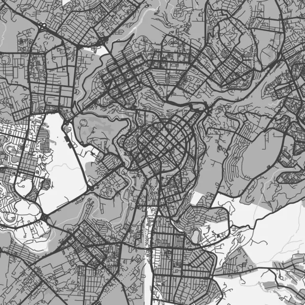 Erivan haritası gri tonda Ermenistan 'da. Yol suyu, parklar vs. içeren katmanlı vektör içerir.