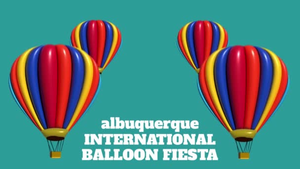 Het Luft Ballong Animation Till Minne Den Albuquerque Internationella Ballong — Stockvideo