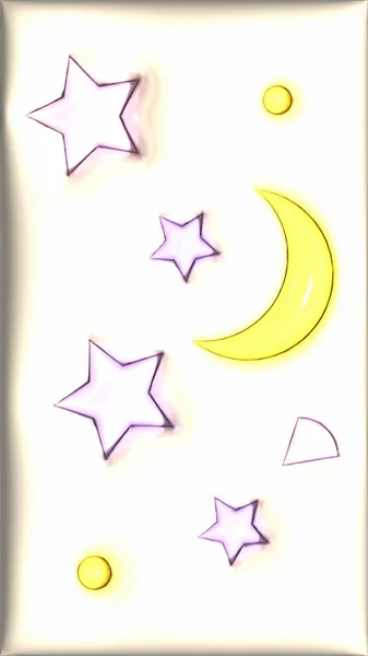 3D充气墙纸 有星光和月亮装饰 — 图库照片