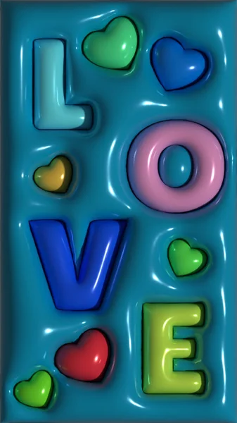 Love Opblaasbehang Kleurrijke Behang — Stockfoto