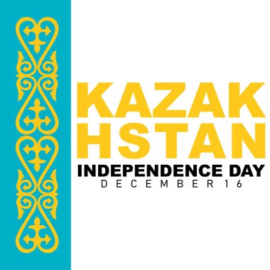 Kazakistan Bağımsızlık Günü Vektör İllüstrasyonu. Tebrik kartı, poster ve afiş için uygun. 16 Aralık