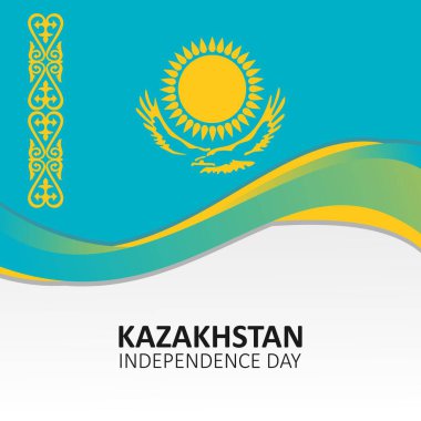 Kazakistan Bağımsızlık Günü Vektör İllüstrasyonu. Tebrik kartı, poster ve afiş için uygun. 16 Aralık