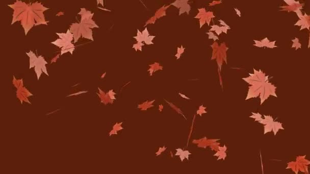 叶子掉落动画 秋天的枫叶落在绿色的铬色背景上 — 图库视频影像