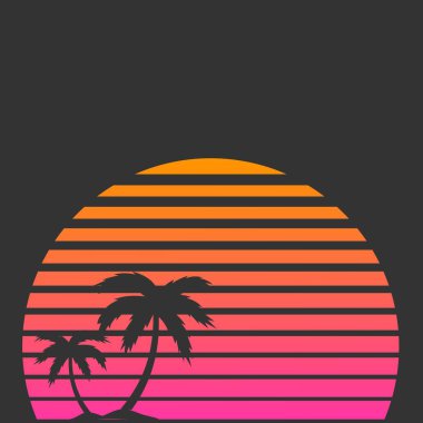 Gün batımı arkaplanı olan palmiye ağacının silueti
