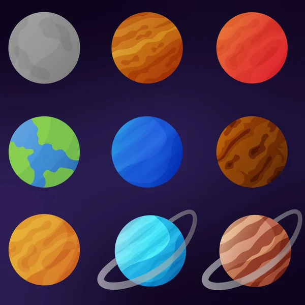 Colorful Vector Illustration Planets — Stock Vector