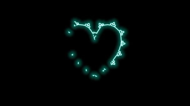 Kalp Neon Işığı Parlak Neon Tarzı Parlayan Kalp Simgesi — Stok video