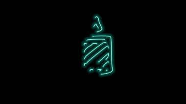 Koyu arkaplanda ateş olan yeşil neon mum sembolü