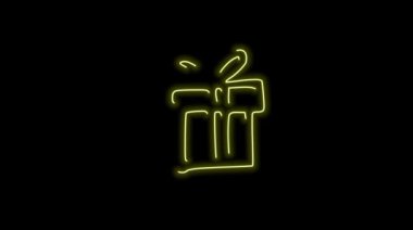 doğum günü sarı kaplamalı neon simgesi
