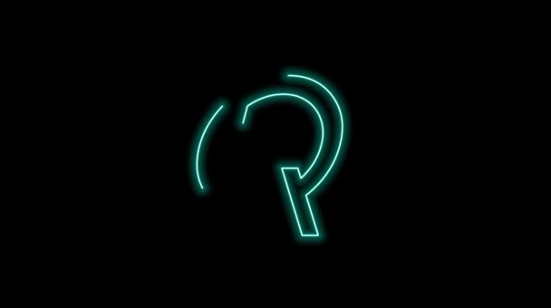 Neon Light Bulb Glowing Sign Icon — Stock Video