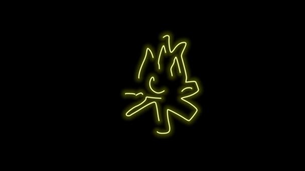 Gul Neon Symbol Med Blixtar Och Blixtar — Stockvideo