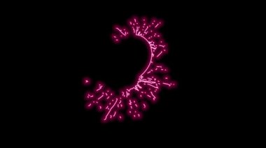 Siyah arka planda Bokeh ışıkları olan kırmızı kalpli neon bir kalp. Sevgililer Günü tebrik kartı.