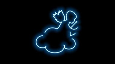 Pembe, arka planda neon ışıkları var. Köpeğin neon ışıkları. vektör çizimi. tasarım ögesi.