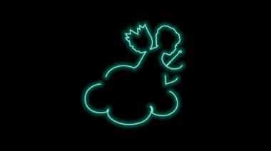 Pembe, arka planda neon ışıkları var. Köpeğin neon ışıkları. vektör çizimi. tasarım ögesi.