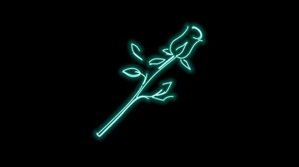 Зелений Неоновий Символ Літери Листям Векторна Ілюстрація — стокове відео