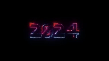 Siyah arkaplanda 2024 yeni yıl tabelası