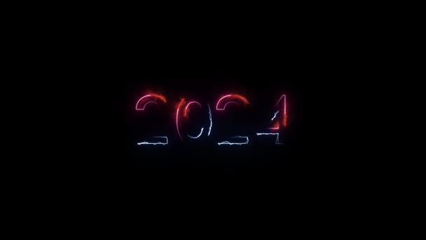 2024 Nový Rok Neon Znamení Černém Pozadí — Stock video
