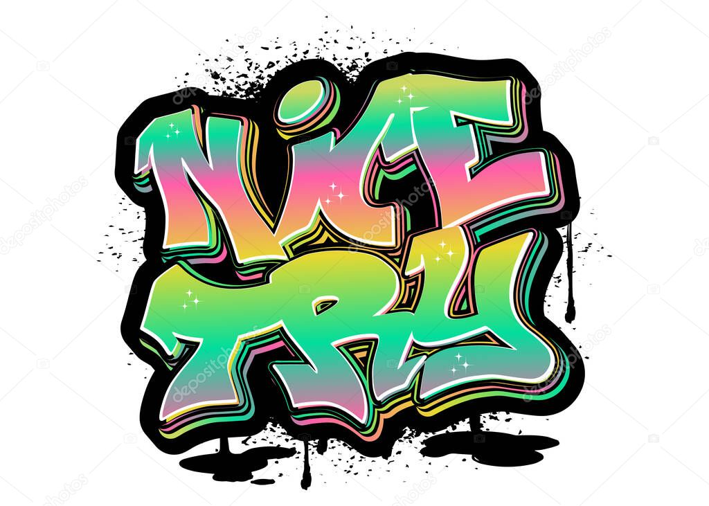 Graffiti lettering typography art illustration