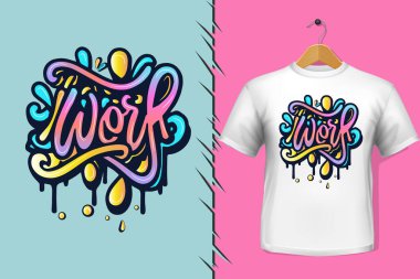 Tişört ve giysi modası renkli tipografi tasarımından alıntılar yapıyor