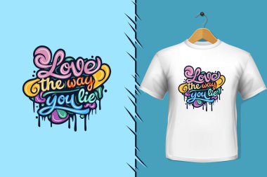 Tişört ve giysi modası renkli tipografi tasarımından alıntılar yapıyor