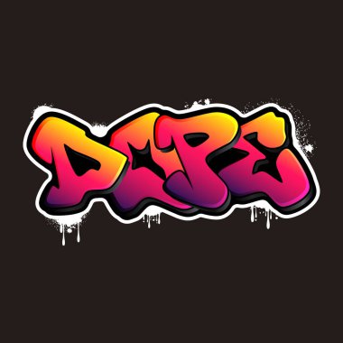Basit graffiti harfleri tipografi sanatı çizimi