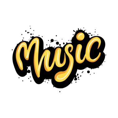 müzik graffiti harfleri tipografi sanat illüstrasyonu