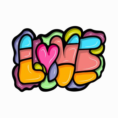 Sevgililer Günü 'nüz kutlu olsun graffiti tipografisi sanat illüstrasyonları.