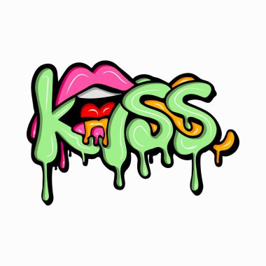 Sevgililer Günü 'nüz kutlu olsun graffiti tipografisi sanat illüstrasyonları.