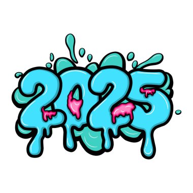 Mutlu yıllar 2025 graffiti tipografi sanat çizimleri
